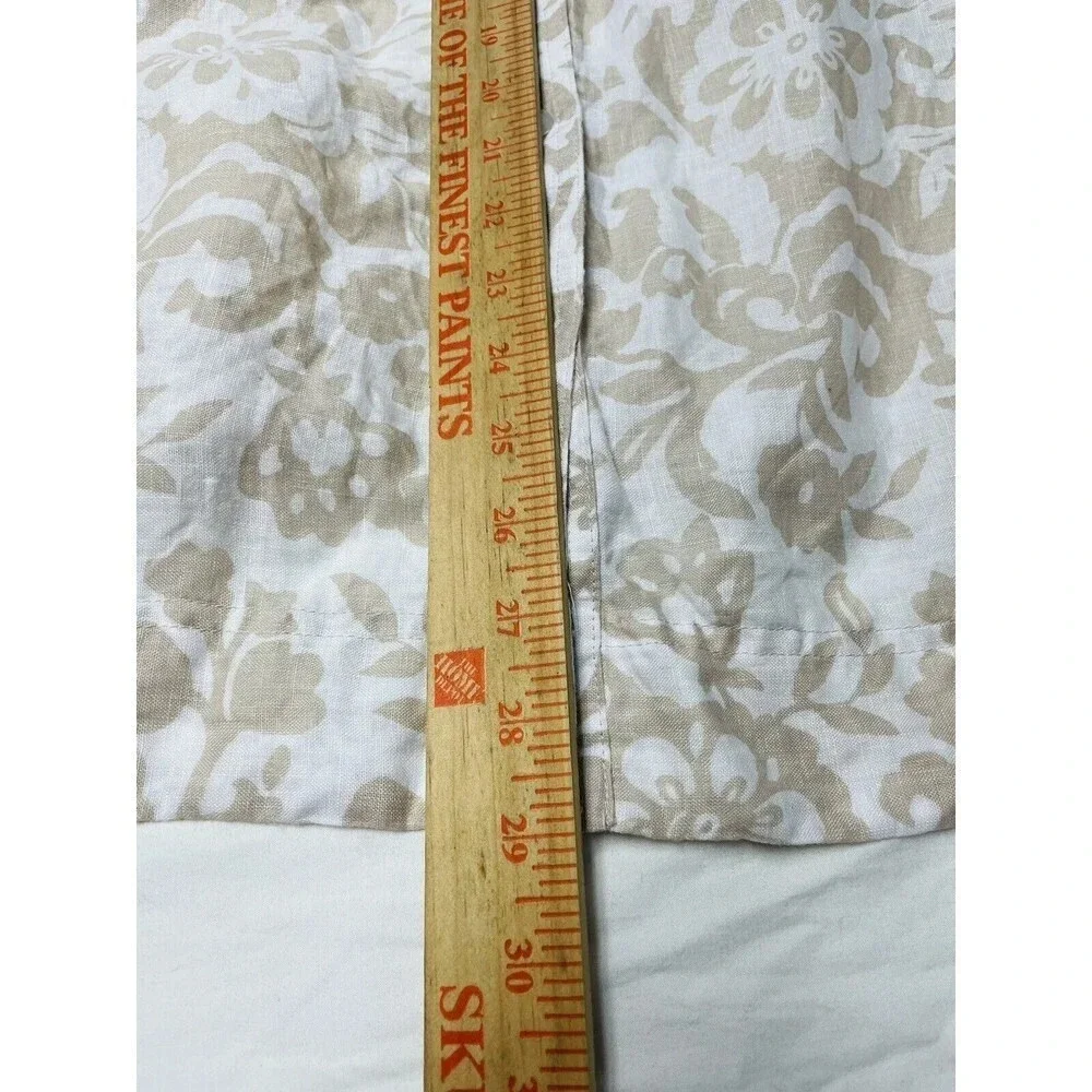 Charter Club 100% Linen Button Up Women Sz 16W Shirt White Tan Floral Woven - Picture 7 of 7